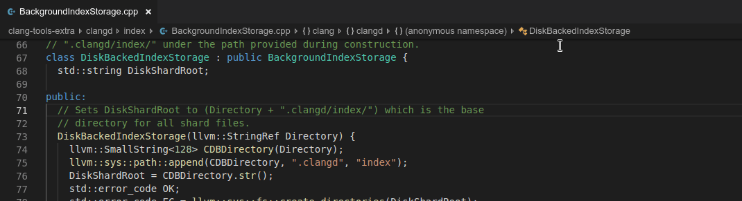 Navigation with breadcrumbs
